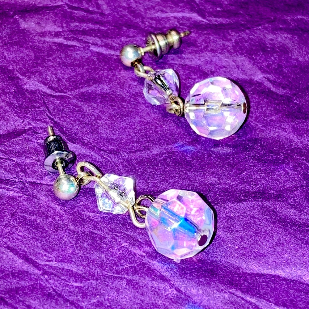 Vintage glass AB coated earrings
